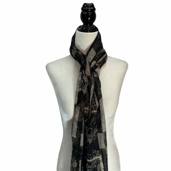 Lightweight🌺 Taupe Scarf Rectangular Geometric Pattern - Picture 2 of 5